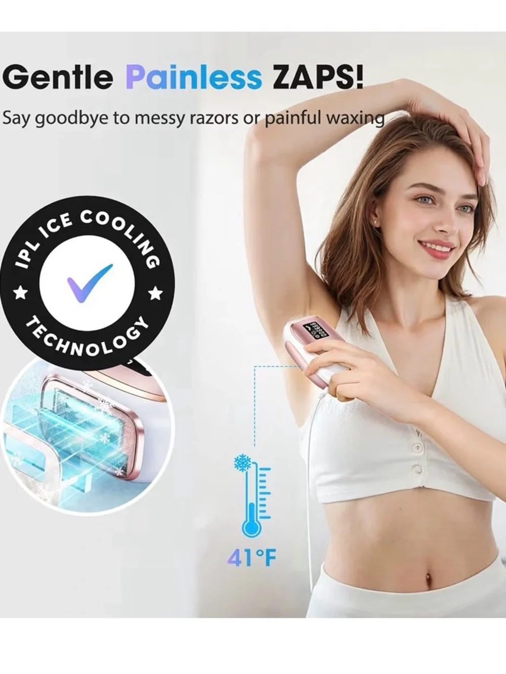 IPL Laser Hair Removal Device - White & Rose Gold